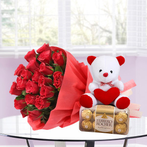 Valentine's Combo With Teddy and Rose
